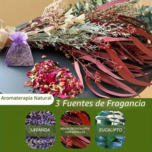 Vista 3 de Paquete de eucalipto preservado y lavanda seca para ducha