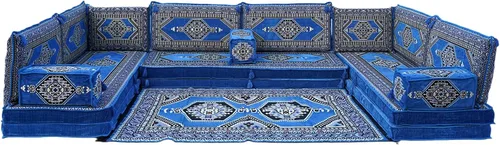 Vista 38 de arabicsofa Cojines de piso árabe en forma de U – Sofá tradicional Majlis con sofá otomano