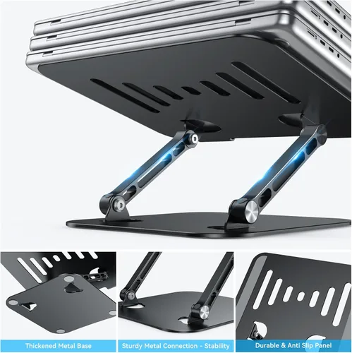 Vista 5 de K&ZZ Soporte ajustable para computadora portátil de aluminio plegable para 03-Negro