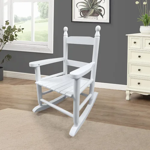 Vista 8 de Mecedora para niños, mecedora de madera para interiores y exteriores para niños y niñas