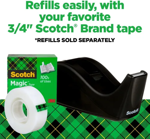 Vista 7 de Scotch despachador de cinta para escritorio, núcleo de 1 pulgada, dos tonos negro (C60-BK)., Negro de 2 tonos