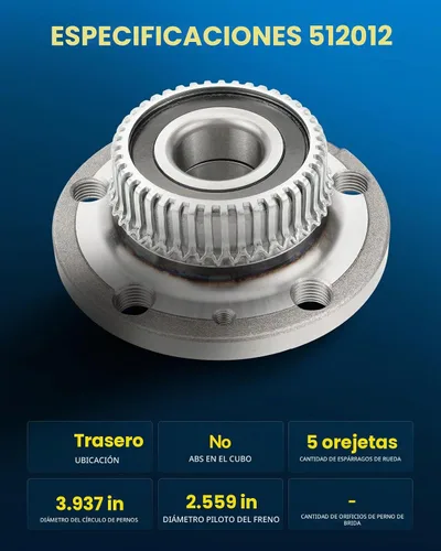 Vista 4 de PHILTOP 512012 x2 Conjunto de cubo de cojinete de rueda trasera para Volkswagen Jetta for 1998-2010 Volkswagen Beetle, 1999-2005 Volkswagen Jetta