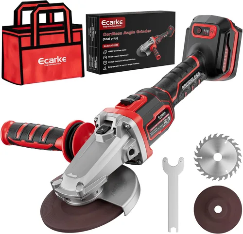 Vista 10 de Ecarke Amoladora de cabeza plana compatible con batería DeWalt de 20 V, 4-1/2 a 5 pulgadas, 11000 RPM, sistema de seguridad múltiple
