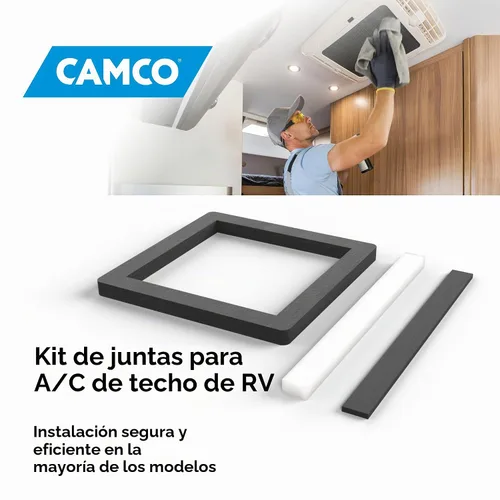 Vista 5 de Camco 25071 14" x 14" Aire acondicionado universal para techo Juego de Juntas Cuenta con un sello de compresión impermeable, junta de marco