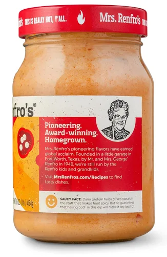 Vista 4 de Mrs. Renfro's Ghost Pepper Nacho Cheese Dip, tarro de 16 onzas (paquete de 1) – Dip de queso cremoso extra caliente sin gluten con pimiento fantasma