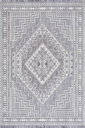 Vista 2 de Hauteloom Ethereal - Alfombra de pasillo con borde geométrico de medallón de diamante, estilo bohemio de transición, tribal azteca del suroeste