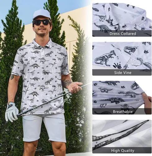 Vista 5 de Sriyanka Camisas de golf para hombre, ajuste seco, manga corta, rendimiento casual, absorción de humedad