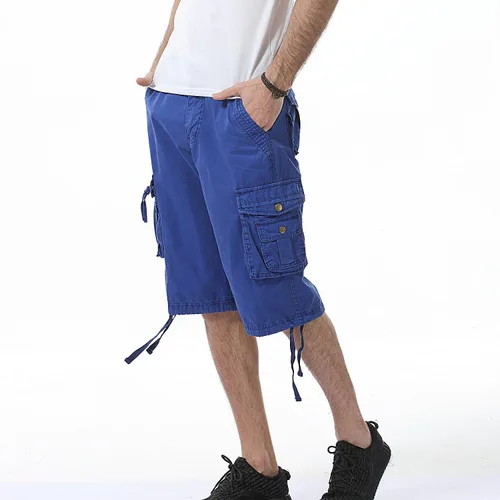 Vista 26 de Leward Pantalones cortos cargo de sarga de algodón para hombre, ligeros para exteriores