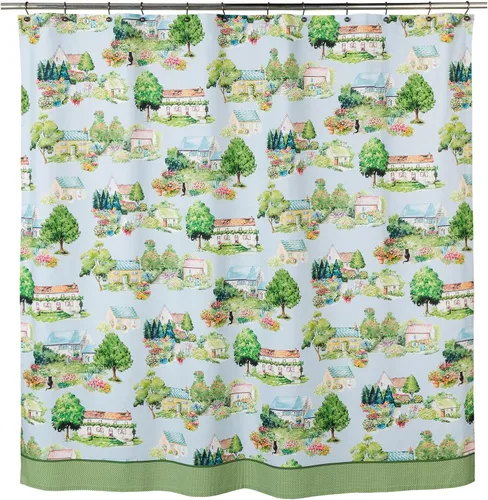 Vista 23 de Maison d' Hermine Cortina de ducha 100% algodón, un panel, 70 x 72 pulgadas, cortinas de ducha de tela lavable para baño, fácil de colgar con 12