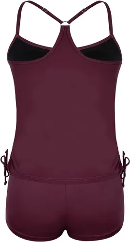 Vista 3 de Hilor - Traje de baño de dos piezas estilo tankini para mujer con espalda cruzada