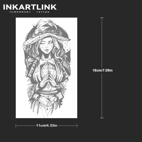 Vista 3 de INKARTLINK Tattoo Tech, 2 hojas de tatuaje semipermanente mediano, tatuajes temporales de diseño artístico para adultos, dura 1-2 semanas