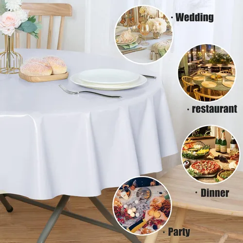 Vista 42 de sancua - Mantel rectangular de PVC 100 % impermeable, 54 x 54 pulgadas, vinilo a prueba de aceite, derrames, fácil de limpiar con un paño, para Beige
