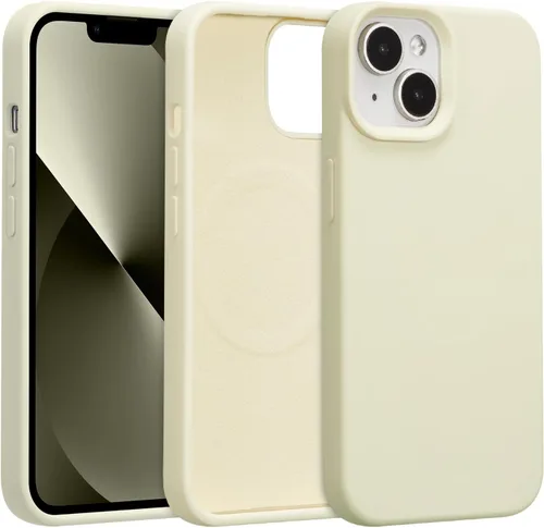 Vista 359 de Funda magnética de silicona para iPhone 13 Pro, color blanco antiguo [Compatible con Magsafe] [Forro de microfibra suave antiarañazos], funda