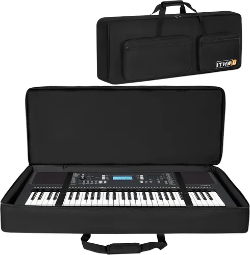 Vista 3 de Funda acolchada de 8 mm a prueba de golpes para teclado de 61 teclas, bolsa para teclado de piano eléctrico con buena protección, correas ajustables