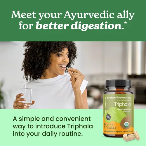 Vista 7 de Herb Pharm Cápsulas Triphala: USDA Organic Cleansing & Desintoxication Support & Digestive Health Support with Amla, Haritaki & Bibhitaki