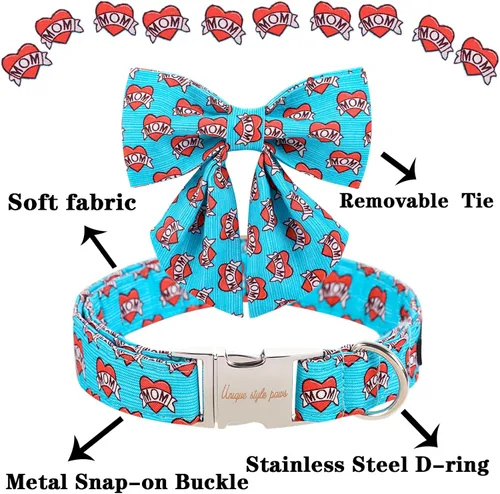 Vista 37 de Unique style paws - Collar para perros con corbatín, collar ajustable para perros y gatos, pequeño, mediano y grande