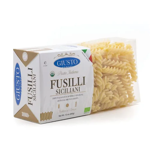 Vista 4 de Giusto Sapore Pasta italiana Fusilli Siciliani artesanal importada, bronce orgánico dibujado, 340 g (12 oz)