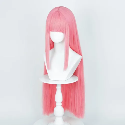 Vista 41 de COSPLAZA Cosplay peluca larga recta plana explosión sintética anime pelo negro