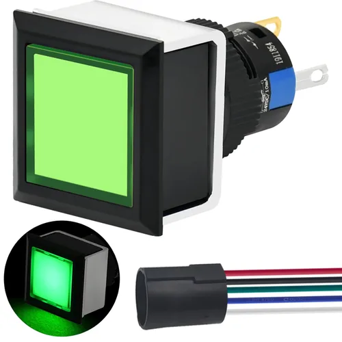Vista 17 de Interruptor de botón cuadrado 21 * 21 mm 0,83" agujero de montaje cuadrado UL Certificado con luz azul 24 V 1NO 1NC SPDT ENCENDIDO/APAGADO