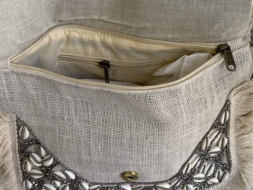Vista 4 de Bolso Banzara hecho a mano, Beige, Beige