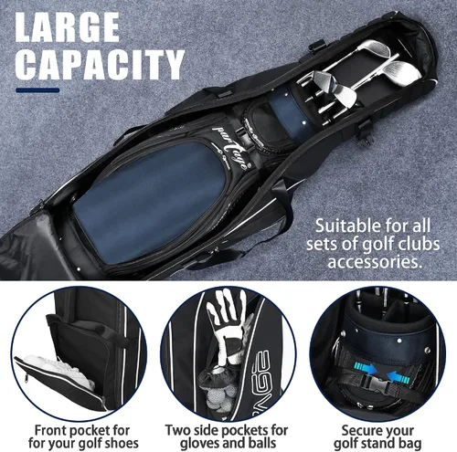 Vista 4 de Bolsa de viaje de golf Partage con sistema de soporte, estuche de viaje de golf para aerolíneas, Oxford 900D resistente - Negro Negro (Black Pro)