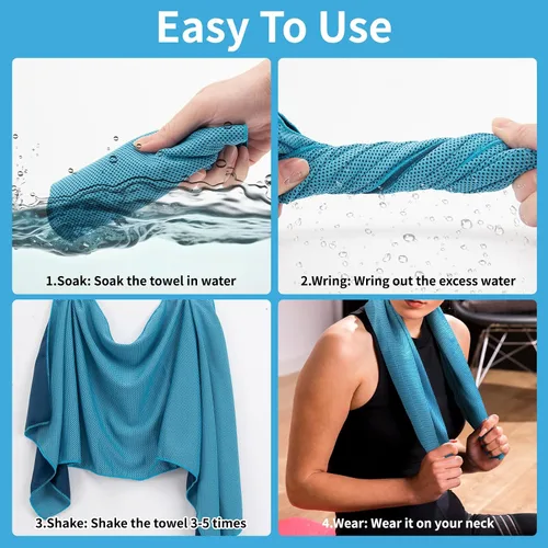 Vista 6 de YESLIFE Paquete de 4 toallas refrescantes de 40 x 12 pulgadas, toallas de gimnasio para hombres y mujeres, toallas de entrenamiento suaves y Negro