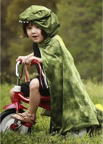 Vista 3 de Disfraz de dragón para niños y niñas, capa de dinosaurio, capa con capucha para Halloween, disfraz de fiesta temática