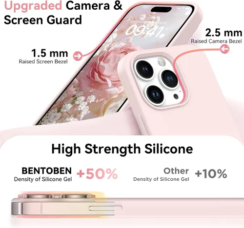 Vista 2 de BENTOBEN Funda para iPhone 14 Pro Max, silicona suave, goma de gel, forro de microfibra, parte trasera dura, a prueba de golpes, funda protectora