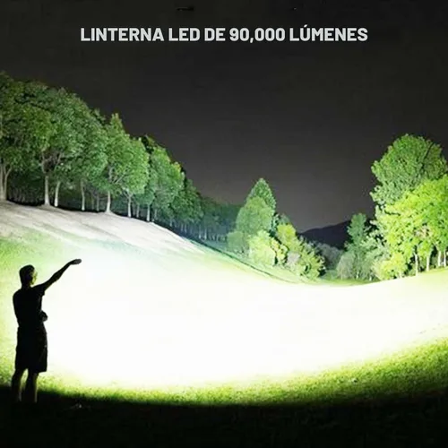 Vista 2 de Paquete de 3 linternas LED recargables de alto lumen, linterna súper brillante de 90,000LM, linterna potente ajustable de 5 modos con cable USB