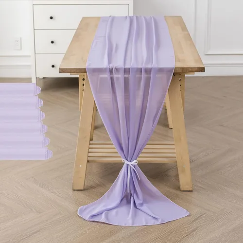 Vista 37 de Paquete de 2 caminos de mesa de gasa de 10 pies de 29 x 120 pulgadas, camino de mesa romántico transparente para boda, fiesta de cumpleaños