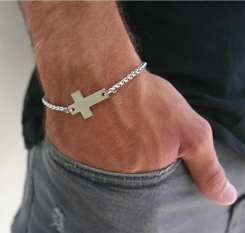 Vista 2 de Pulsera de cruz de cadena