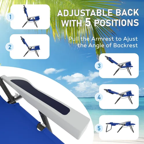 Vista 4 de MUPATER Silla plegable portátil, tumbona plegable para patio al aire libre con bolsillo desmontable, sillas de playa para adultos resistentes