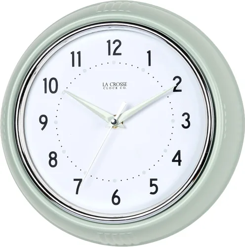 Vista 3 de La Crosse Clock 404-3024PH - Reloj de cuarzo de barrido silencioso de 9.5 pulgadas, color verde