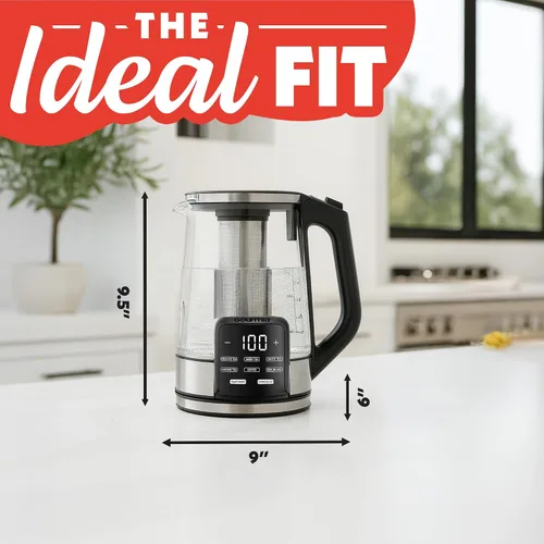 Vista 9 de Gourmia Hervidor eléctrico programable de vidrio – 1.7L Control de temperatura para té y café con pantalla táctil digital, 6 ajustes