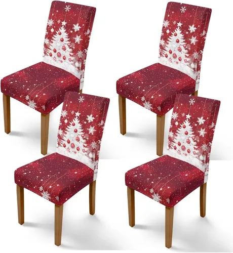 Vista 48 de Rnyleeg Fundas de silla de Navidad para sala de estar, diseño de muñeco de nieve azul, estampado de pájaros, fundas para sillas de comedor, 1