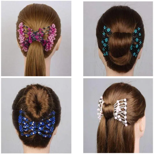 Vista 8 de LOVEF Fashion Trend Easy Stretch Double Peines Magic Hair Peines - Blanco y Negro