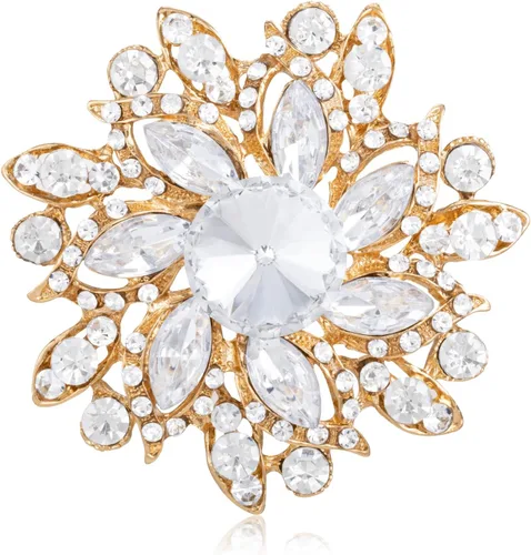 Vista 16 de LAXPICOL Broche Vintage de Flores Elegante con Cristales Austríacos para Mujer Negro