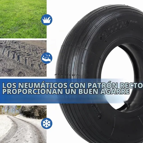 Vista 6 de GICOOL Juego de Neumático de Reemplazo 4.00-6 y Cámara de Aire, 2 Unidades, Neumático y Rueda de 13" de Alta Resistencia, Vástago de Válvula Recta