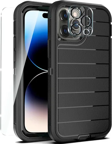 Vista 26 de YmhxcY Funda para iPhone 12/iPhone 12 Pro [2 Protectores de Pantalla de Vidrio Templado] Cubierta Duradera de 3 Capas A Prueba de Caídas/Funda