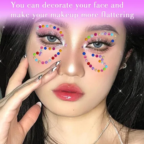 Vista 6 de 1792 diamantes de imitación autoadhesivos para maquillaje, gemas para la cara, joyas para ojos, calcomanías para la cara, herramientas de punteado
