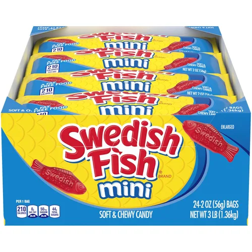 Vista 18 de SWEDISH FISH Caramelos suaves y masticables de limonada de frambuesa azul, caramelos a granel, bolsas de 12-3.59 onzas