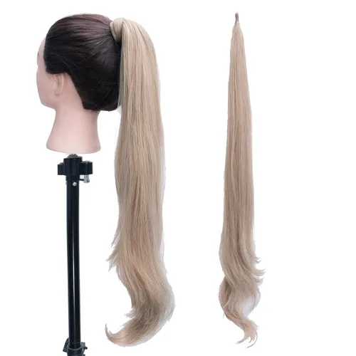 Vista 11 de IMISSU Extensión de pelo Cola de caballo Cabello flexible Colas de caballo Postizos (Negro)
