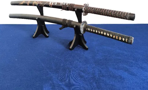 Vista 6 de WANLIAN Soporte de espada, soporte de exhibición de armas de dos capas, soporte de madera samurai espada Katana soporte de exhibición