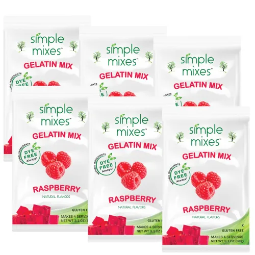 Vista 17 de Simple Mixes Postre de gelatina natural, frambuesa, fresa y cereza, aperitivo saludable, sin colorantes, sin gluten ni grasa, Kosher, paquete de 3