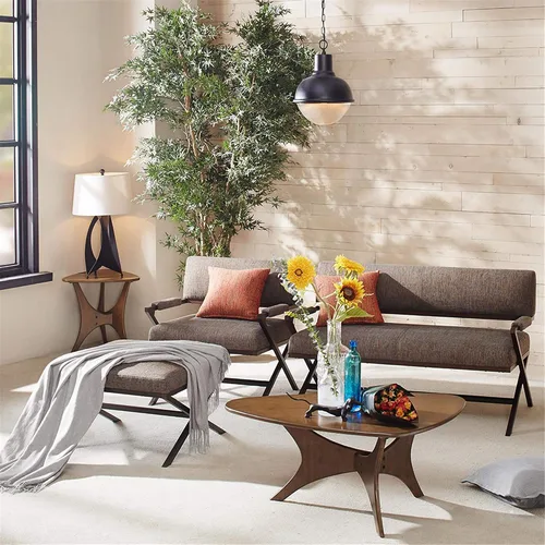 Vista 5 de INK+IVY Blaze Mesa de Centro de Madera Triangular Madera Contrachapada con Patas de Chapa de Madera, Moderna de Mediados de Siglo, Fácil Montaje