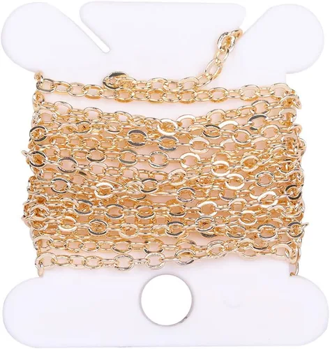 Vista 2 de JOE FOREMAN Cadena de latón de 39.4 in con oro de 14 quilates para collar y joyería, 39 pulgadas