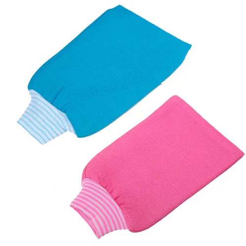 Vista 9 de Paquete de 2 guantes exfoliantes para toallas de baño Guantes de ducha grandes Elimina la piel muerta Doble cara disponible Hombres Mujeres