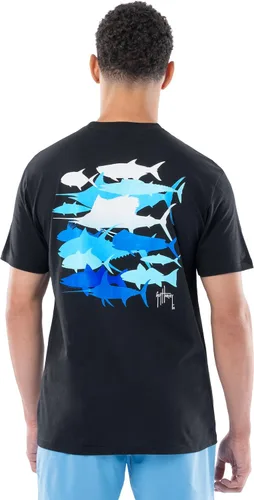 Vista 40 de Guy Harvey Camiseta de manga corta con bolsillo gráfico de algodón OG para hombre Leche de Almendra/Rig Masters