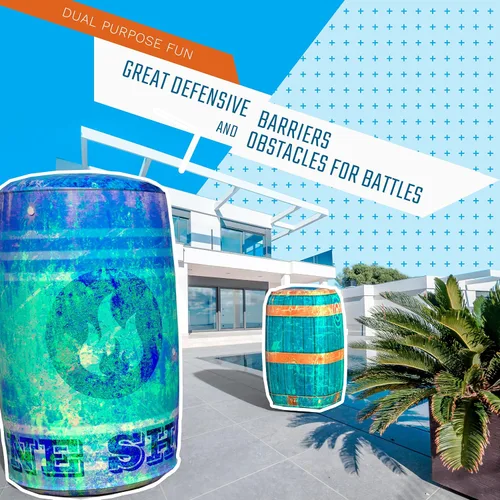 Vista 3 de Skywin Bunkers inflables de batalla, juego de obstáculos de combate de 4 piezas para juego y etiqueta láser (azul) Obstáculo inflable