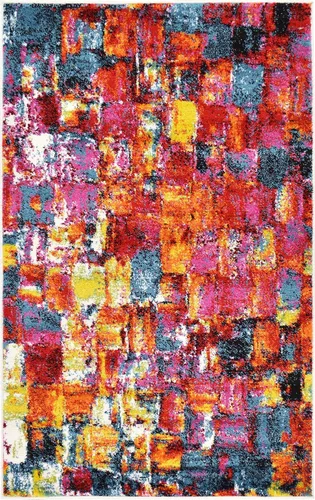 Vista 15 de Unique Loom colección Lyon - Alfombra abstracta y moderna, Polipropileno, Multi/Verde